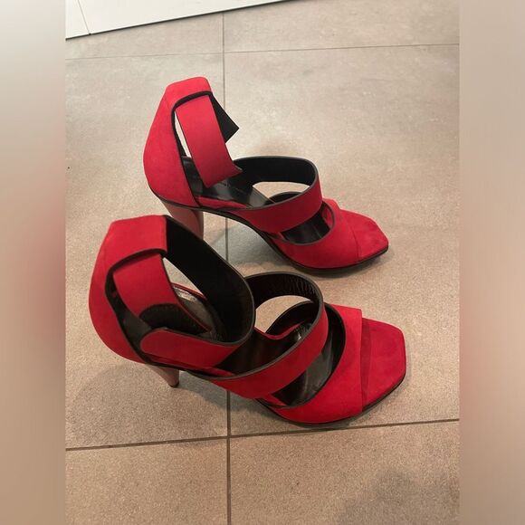 Balenciaga Heels - Size 7 US - Red Seude - balletcorp - Open Toe - Y2k - Sandals - Picture 4 of 11